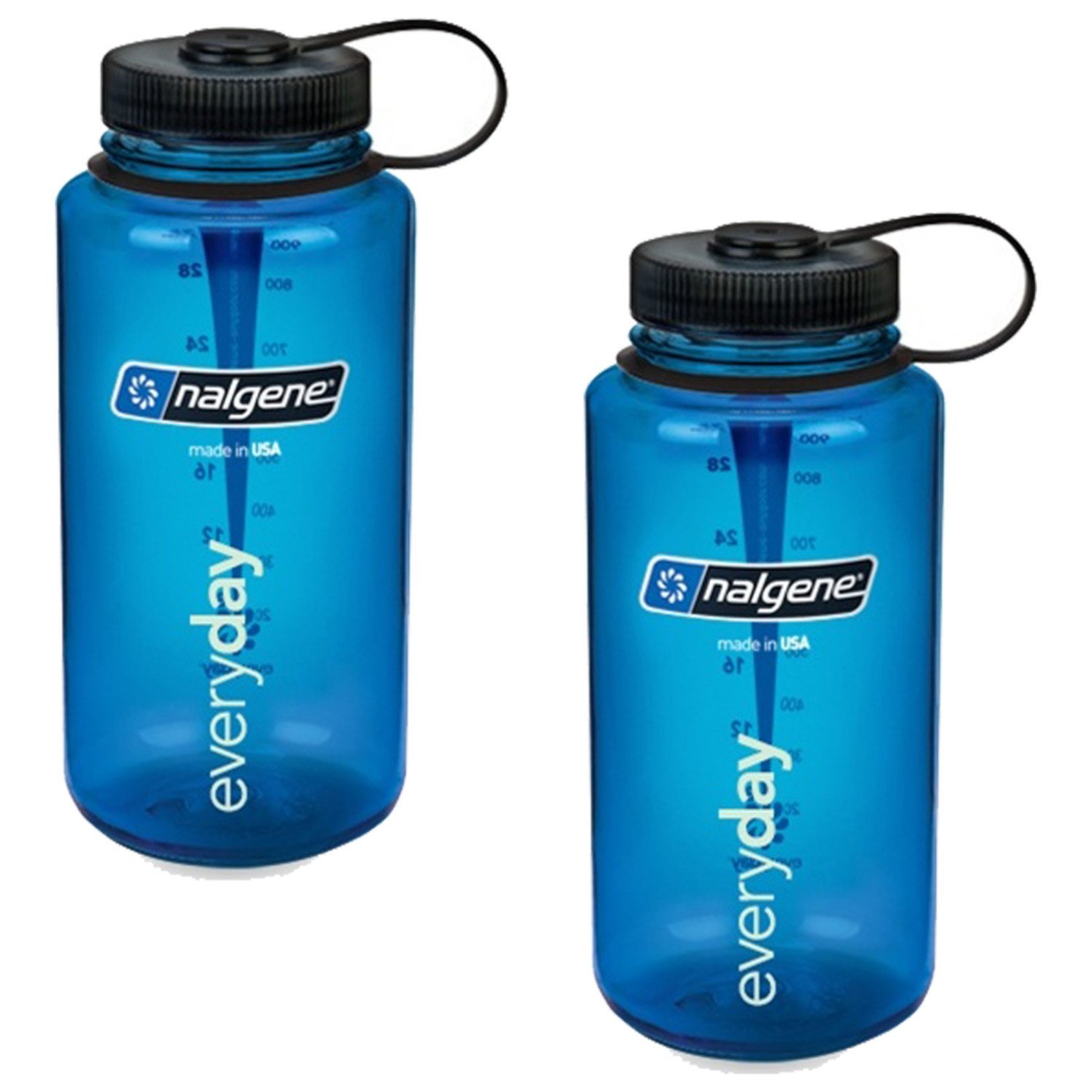 Nalgene Wide Mouth Water Bottle, 32 oz (Blue w/ Black Lid) - 2 Pack | eBay