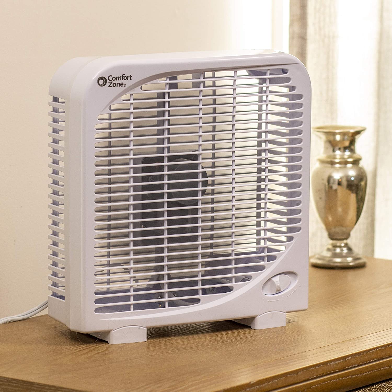 Comfort Zone CZ9BWT Portable 9inch 2Speed Quiet Box Fan White eBay