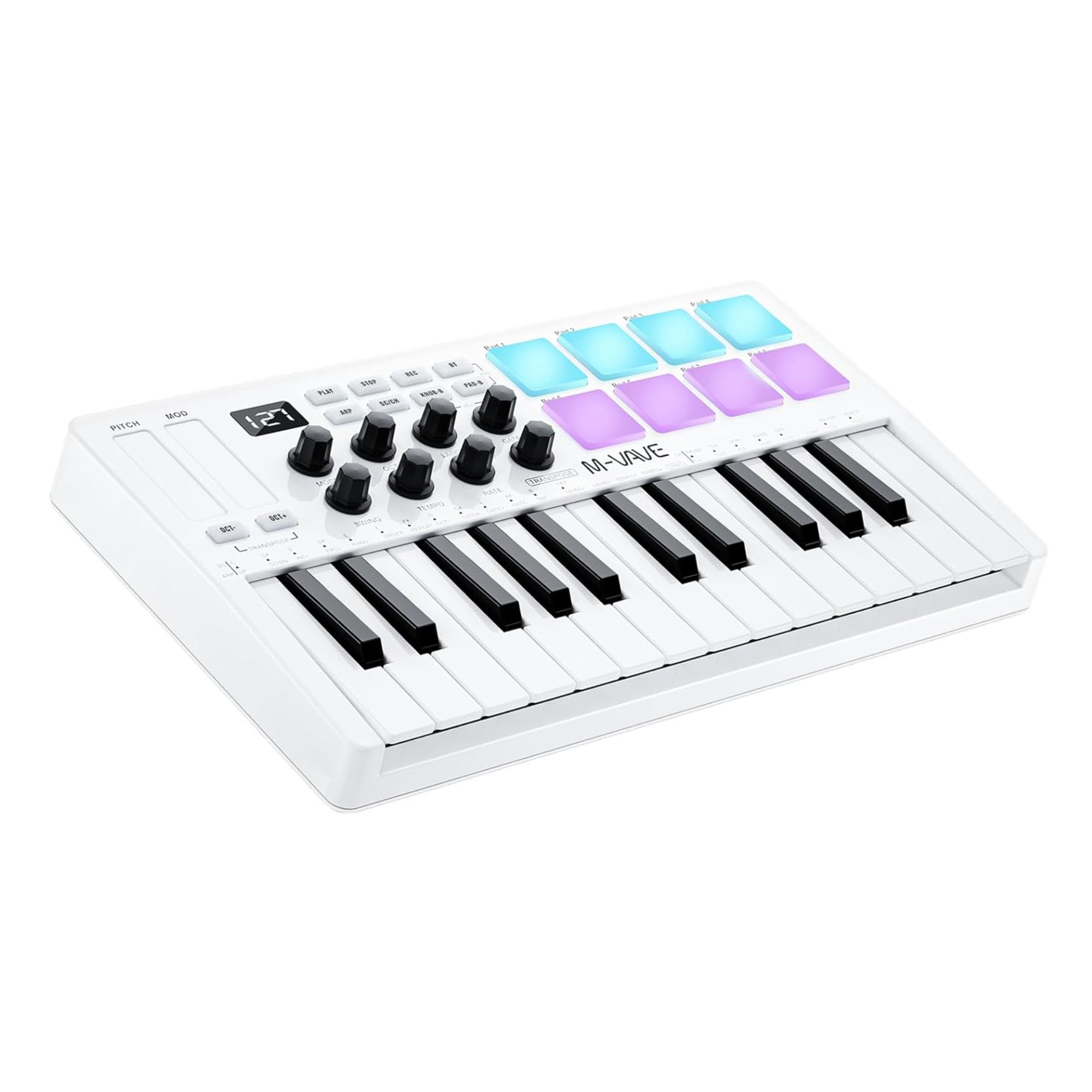 M-WAVE MIDI Keyboard Bluetooth - 25-Key Pad Controller with Drum